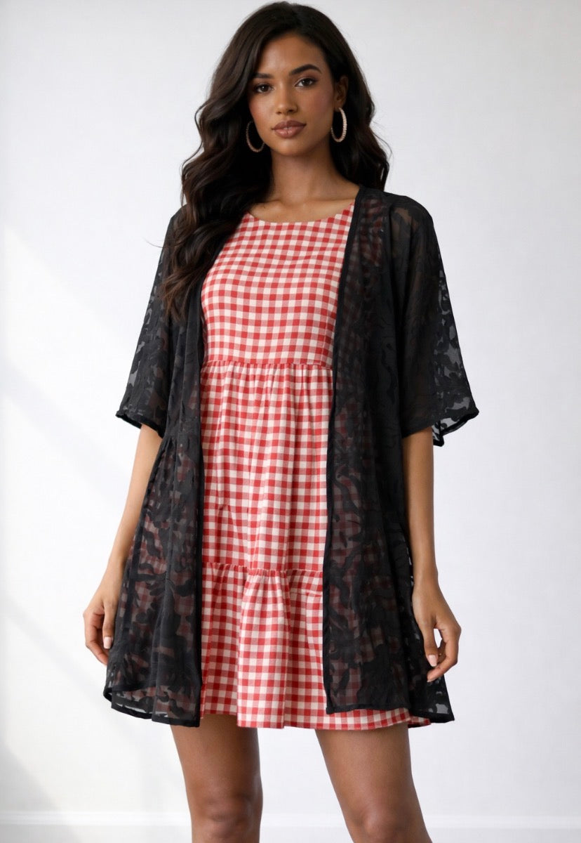 Long sheer black kimono