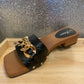 Forever black sandals with gold chain