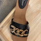 Forever black sandals with gold chain