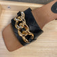 Forever black sandals with gold chain
