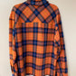 Orange and blue plaid button up shirt