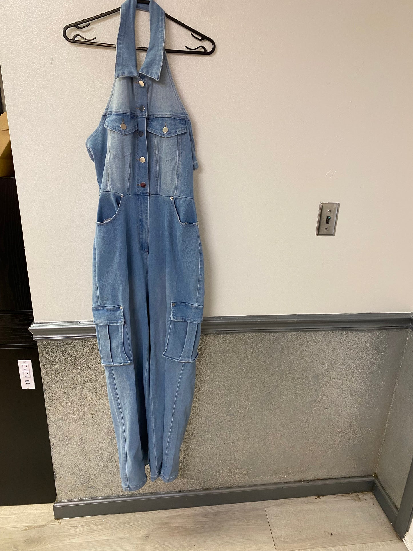 Timing Denim Halter Jumpsuit