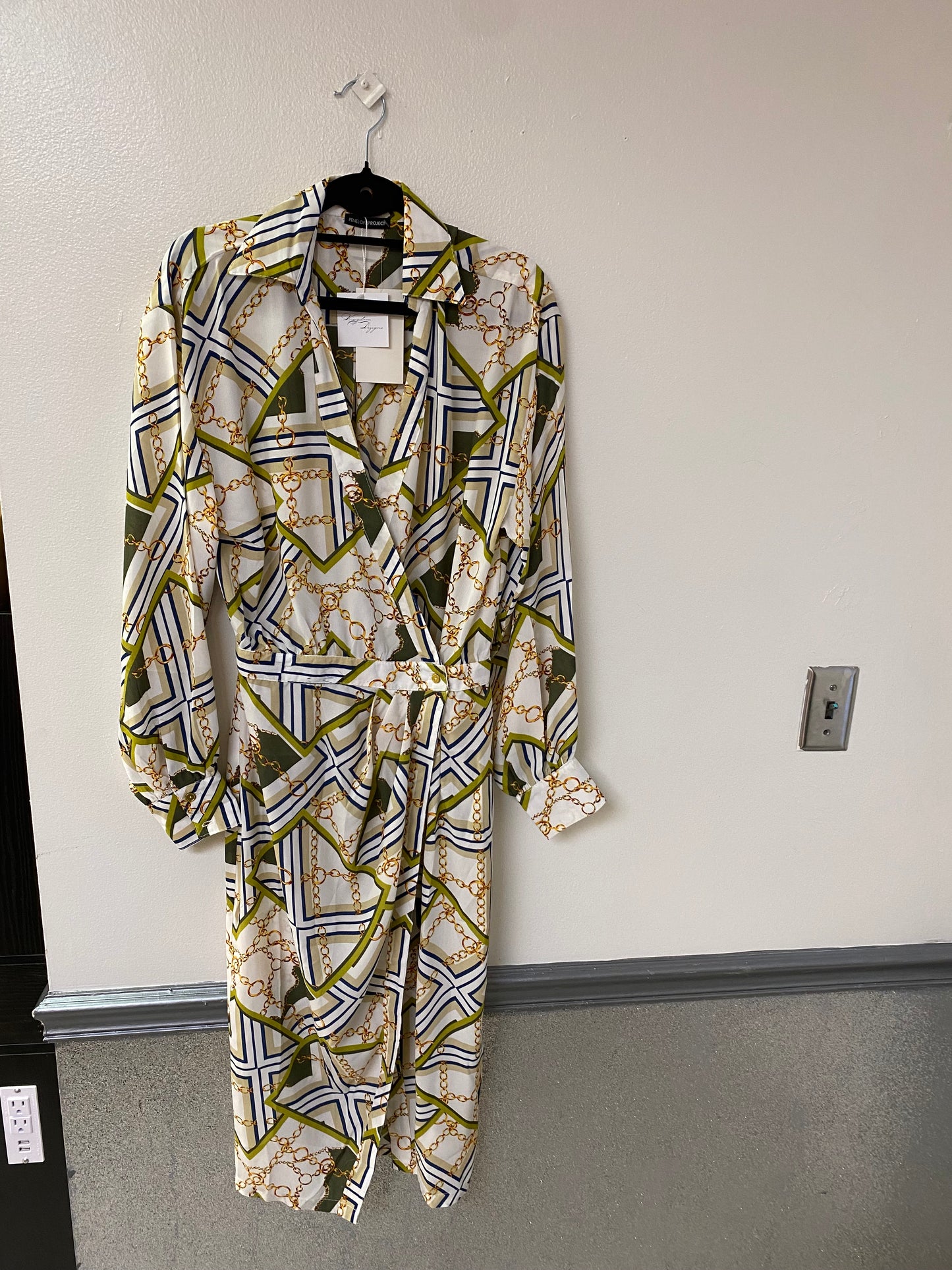 Geometric wrap midi dress