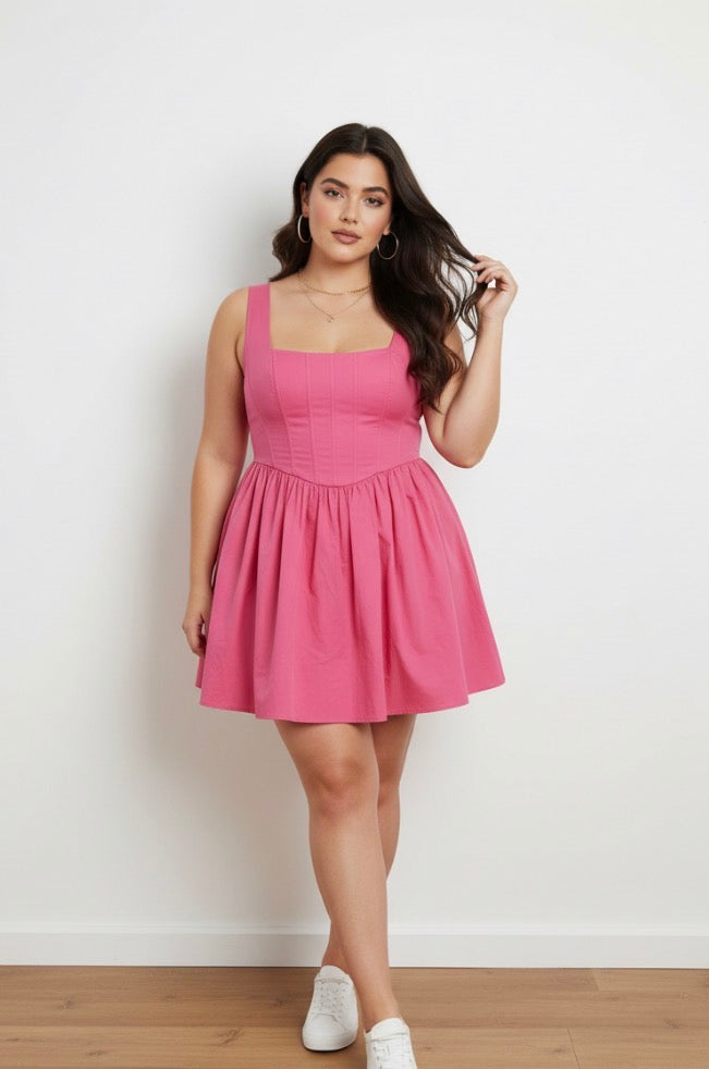 In the beginning mini pink dress