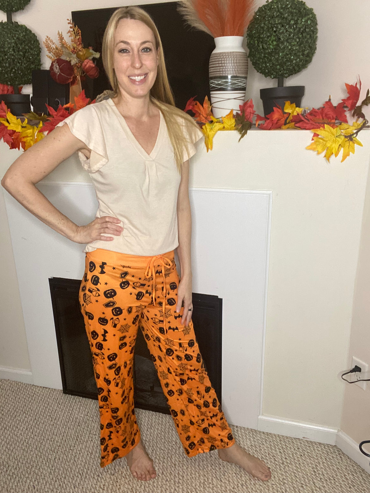 Orange Halloween lounge pants