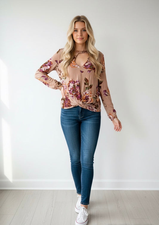 ODDI floral long sleeve blouse