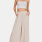 Zenana Pleated Linen Blend Wide Leg Pants