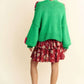 Davi & Dani Floral Applique Open Front Drop Shoulder Cardigan