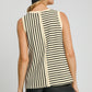 Umgee Round Neck Texture Striped Tank