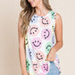 BOMBOM Smiley Face Round Neck Tank