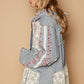 POL Embroidered Lace Patch Zip Up Hooded Jacket