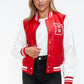 Love Me Now PU Leather Contrast Snap Down Bomber Jacket