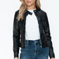 Snobbish PU Leather Zip Up Jacket with Pockets