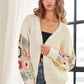 ADORA Plus Size Contrast Crochet Open Front Long Sleeve Cardigan