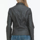 Snobbish Faux Leather Zip Up Mock Neck Jacket