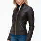 YMI Faux Layered Double-Zipper Jacket with Fuzzy Hood