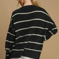 Umgee Wool Blend Striped Round Neck Sweater