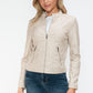 Snobbish PU Leather Zip Up Jacket with Pockets