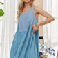 ADORA Decorative Button Sleeveless Babydoll Dress