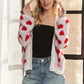 ADORA Fuzzy Heart Button Down Cardigan