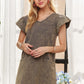 ADORA Mineral Washed V-Neck Ruffled Cap Sleeve Dress