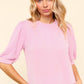 Haptics Full Size Wavy Rib Half Sleeve Knit Top