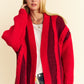 Davi & Dani Cable-Knit Color Block Open Front Cardigan