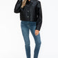 Snobbish Snap Down Long Sleeve PU Leather Jacket