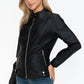 Snobbish Faux Leather Biker Jacket with Side Zip Pockets