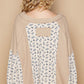 POL Waffle Knit Floral Notched Long Sleeve Top