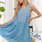 ADORA Decorative Button Sleeveless Babydoll Dress