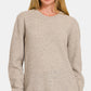 Zenana Ful Size Round Neck Long Sleeve Curved Hem Sweater