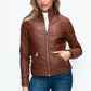 YMI Faux Layered Double-Zipper Jacket with Fuzzy Hood