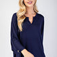 Celeste Full Size Notched Three-Quarter Sleeve Blouse