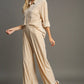 Umgee Elastic Waist Striped Wide Leg Velvet Pants