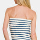 Zenana Twisted Sweetheart Neck Striped Tube Top