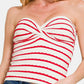 Zenana Twisted Sweetheart Neck Striped Tube Top