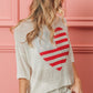 BiBi Striped Heart Contrast Knit Top