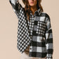 BiBi Plaid Fleece Button Down Long Sleeve Shirt