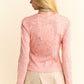 Davi & Dani Lace Mesh Round Neck Long Sleeve Top