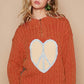 POL Cable-Knit Peace Patch Dropped Shoulder Sweater