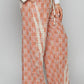 POL Lace Trim Drawstring Checkered Wide Leg Pants