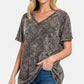 Zenana Full Size Washed Short Sleeve V-Neck T-Shirt