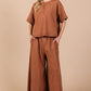Ces Femme Half Button Half Sleeve Top and Pants Set
