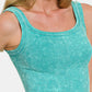 Zenana Washed Ribbed Scoop Neck Wide Strap Tank