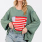 SAGE + FIG Full Size American Flag Patch Drop Shoulder T-Shirt