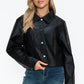 Snobbish Snap Down Long Sleeve PU Leather Jacket