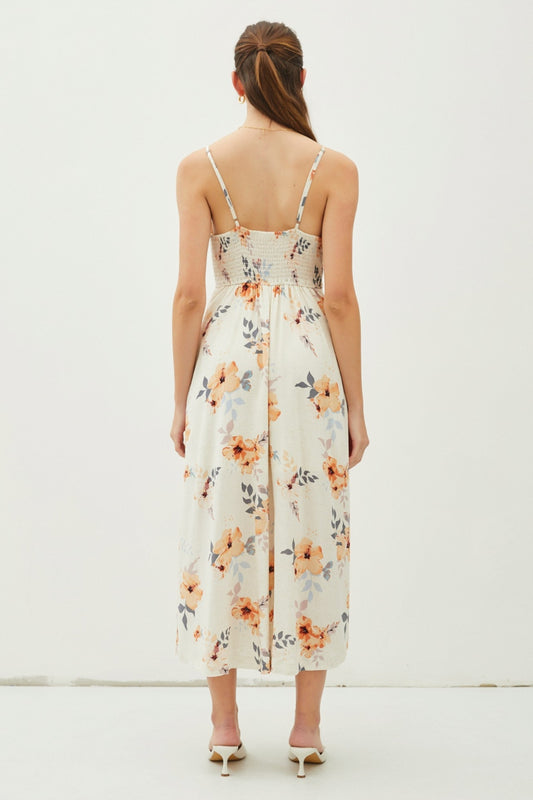 Be Cool Floral Button Down Cami Midi Dress