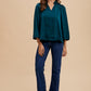 Annie Wear Satin Notched Three-Quarter Sleeve Blouse