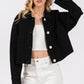 bytos Button Down Cropped Denim Jacket with Patch Pockets